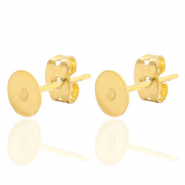 n-1set(RVS) 61389 oorstekers  4mm cabochon goud