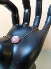 Armband rvs goud/cabochon roos