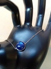 Armband rvs zilver/ cabochon blauw