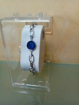 armband rvs zilver/blauw