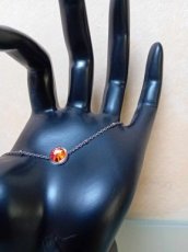 Armband rvs zilver/ Swarovski oranje