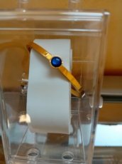 bangle rvs goud/ cabochon blauw