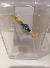 bangle rvs goud/ Swarovski blauw