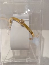 bangle rvs goud/ Swarovski topaz