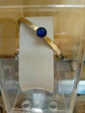 bangle rvs zilver/ cabochon blauw