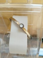 bangle rvs zilver/ cabochon groen