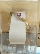 bangle rvs zilver/ cabochon roos