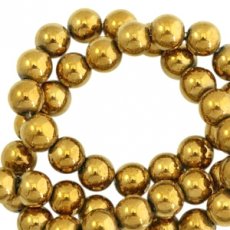 n1x 44458 Kralen hematite rond 8mm Gold