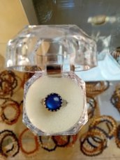 N-ring rvs zilver/cabochon blauw